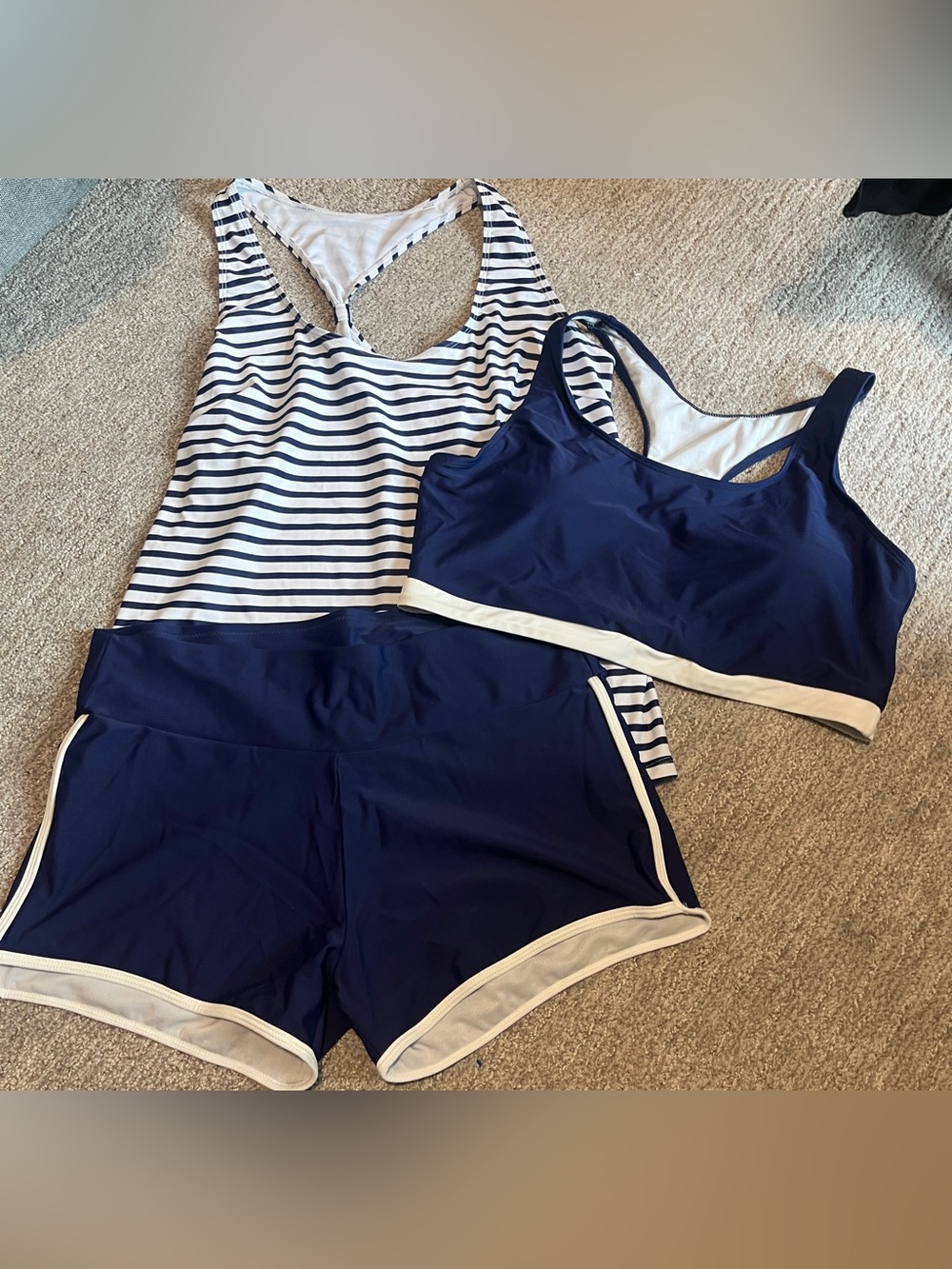 Athletic Modest Bathing Suits Racerback Tank Tops with Sports Bra and Boyshorts - Picture 10 of 10